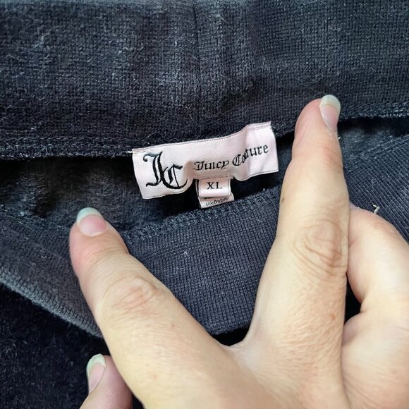 Vintage Juicy Couture Black Velour Tracksuit Set Zip Hoodie & Drawstring Pants X - Picture 5 of 5